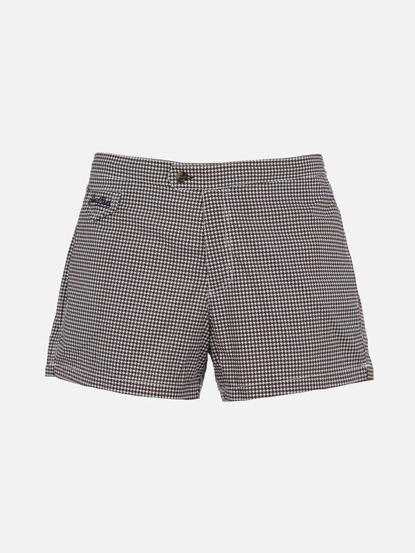 Man fitted cut swim shorts Harrys with pied de poule print