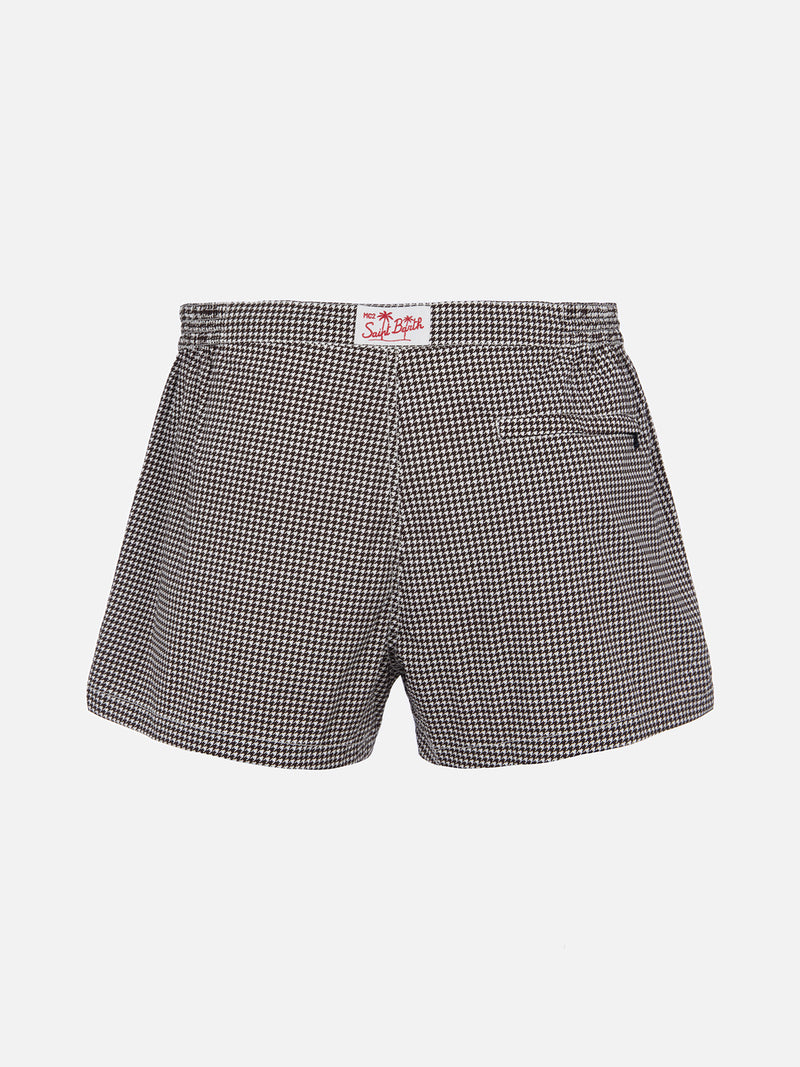 Man fitted cut swim shorts Harrys with pied de poule print