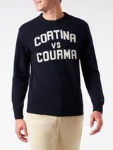 Man crewneck sweater with Cortina vs Courma jacquard