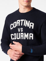 Man crewneck sweater with Cortina vs Courma jacquard