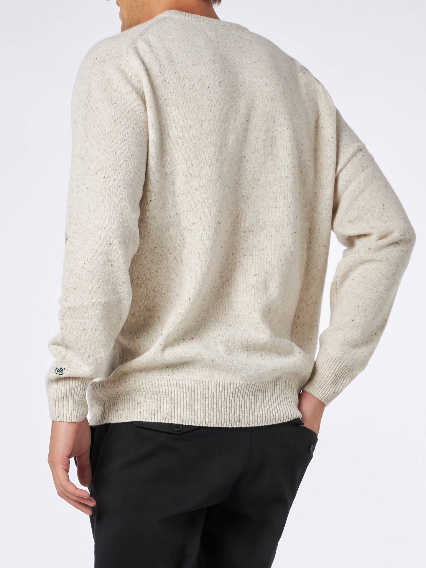 Man crewneck donegal sweater with St. Moritz polo print