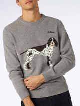 Maglione da da uomo girocollo in donegal con stampa jacquard cani country