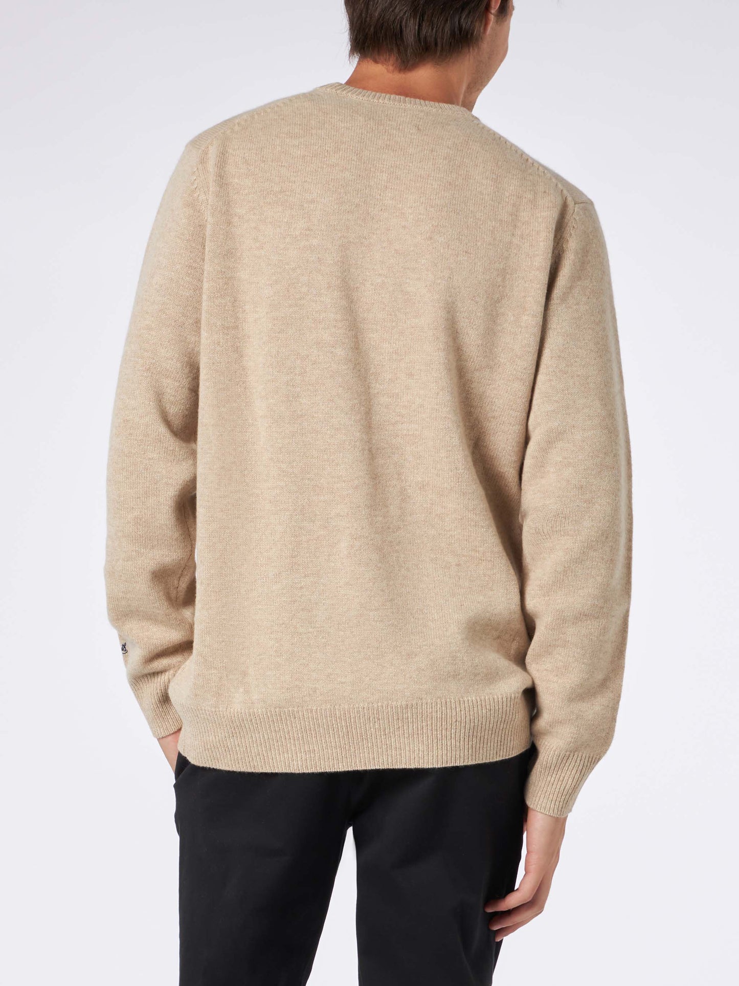 Herrenpullover mit Pinguin-Aufdruck und „Family is everything“-Stickerei