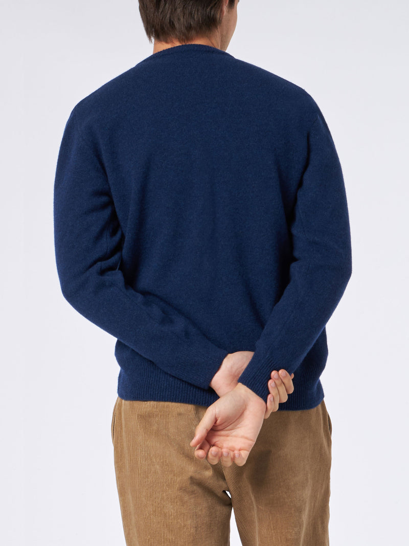 Man crewneck blue sweater with St. Barth embroidery