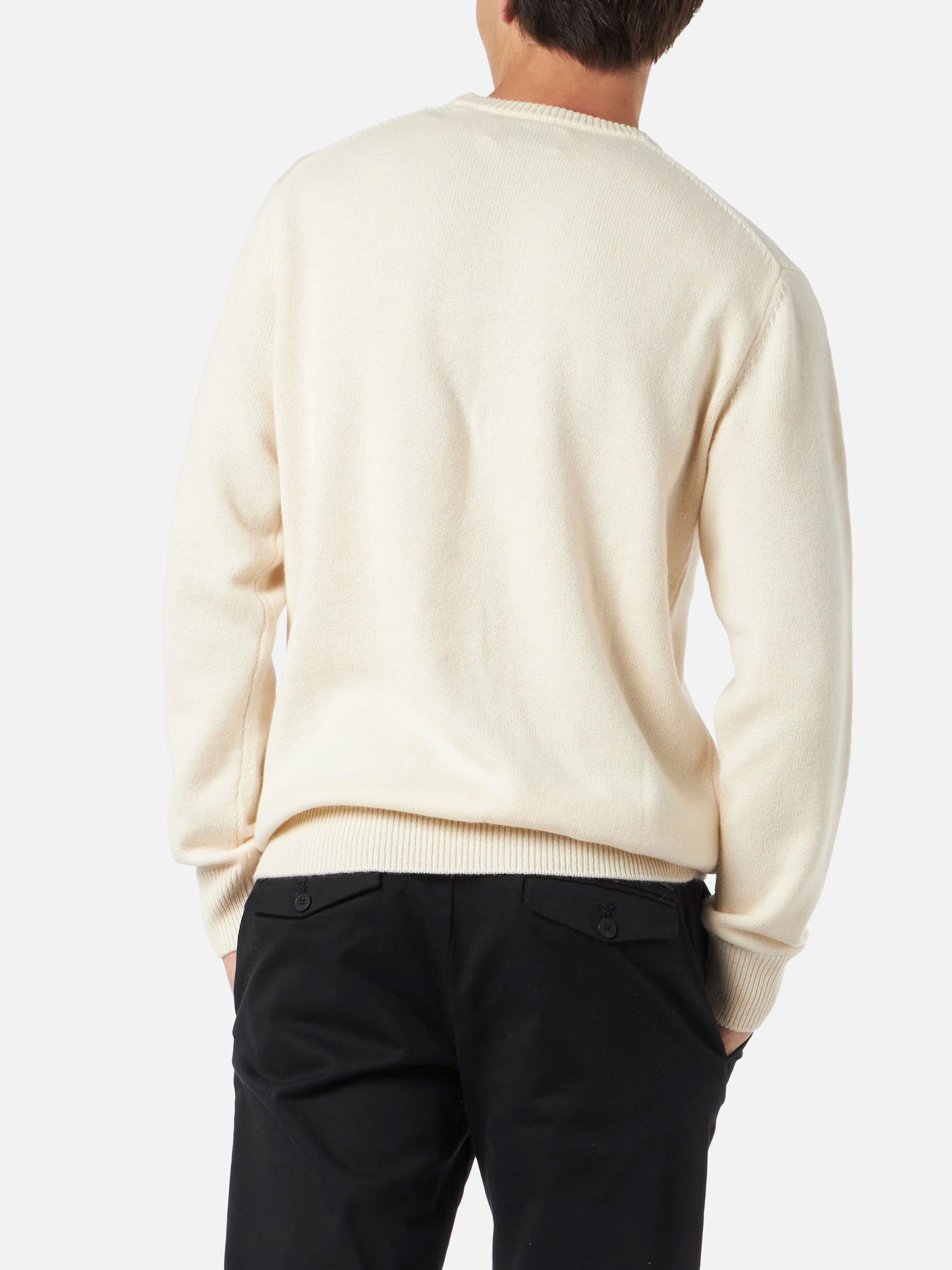 Herrenpullover mit Rundhalsausschnitt und „Christmas in Saint Barth“-Stickerei