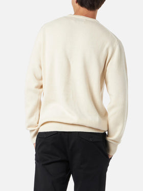 Herrenpullover mit Rundhalsausschnitt und „Christmas in Saint Barth“-Stickerei