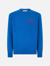 Herrenpullover mit A far l'amore comincia tu-Stickerei