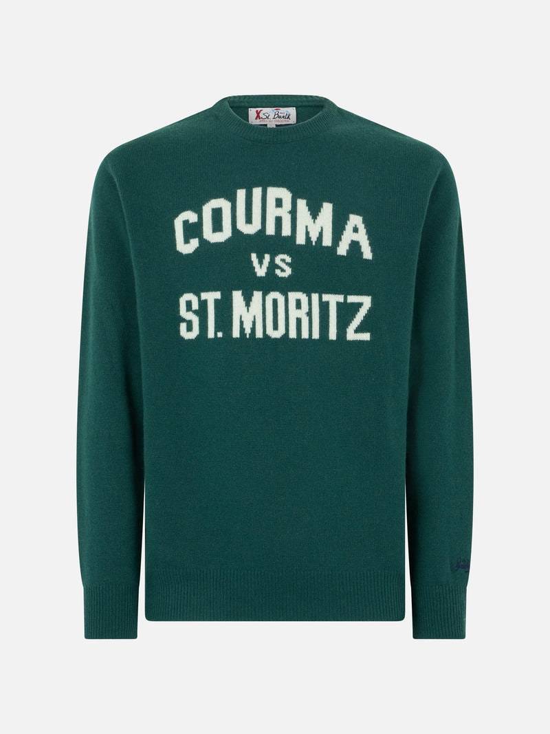 Man crewneck sweater with Courma vs St. Moritz jacquard