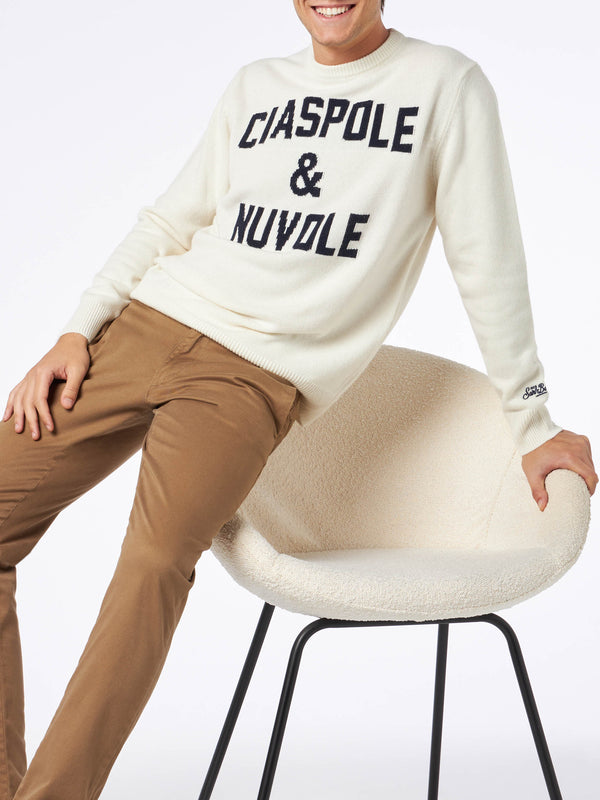 Man sweater with Ciaspole e Nuvole print