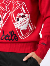 Maglione rosso da uomo stampa Gin-Gle Bells