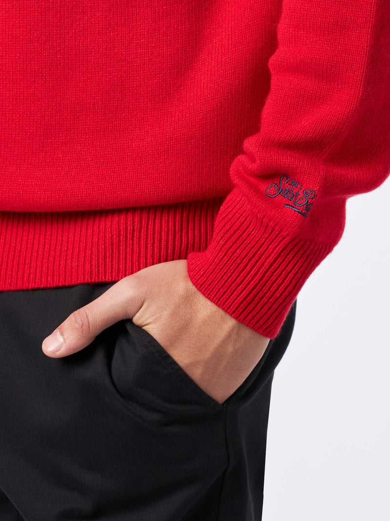 Maglione rosso da uomo in stile norvegese