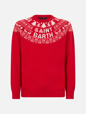 Norwegian style man red sweater