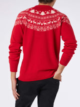 Maglione rosso da uomo in stile norvegese