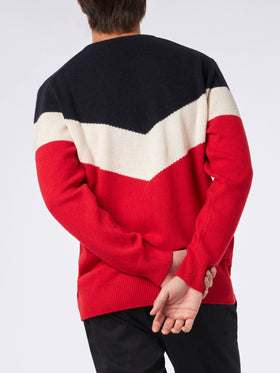 Maglione rosso e blu da uomo in misto cashmere