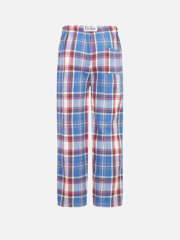 Pantaloni del pigiama da bambina con stampa tartan