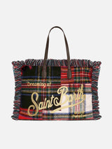 Borsa a spalla Vanity in tartan patchwork di lana