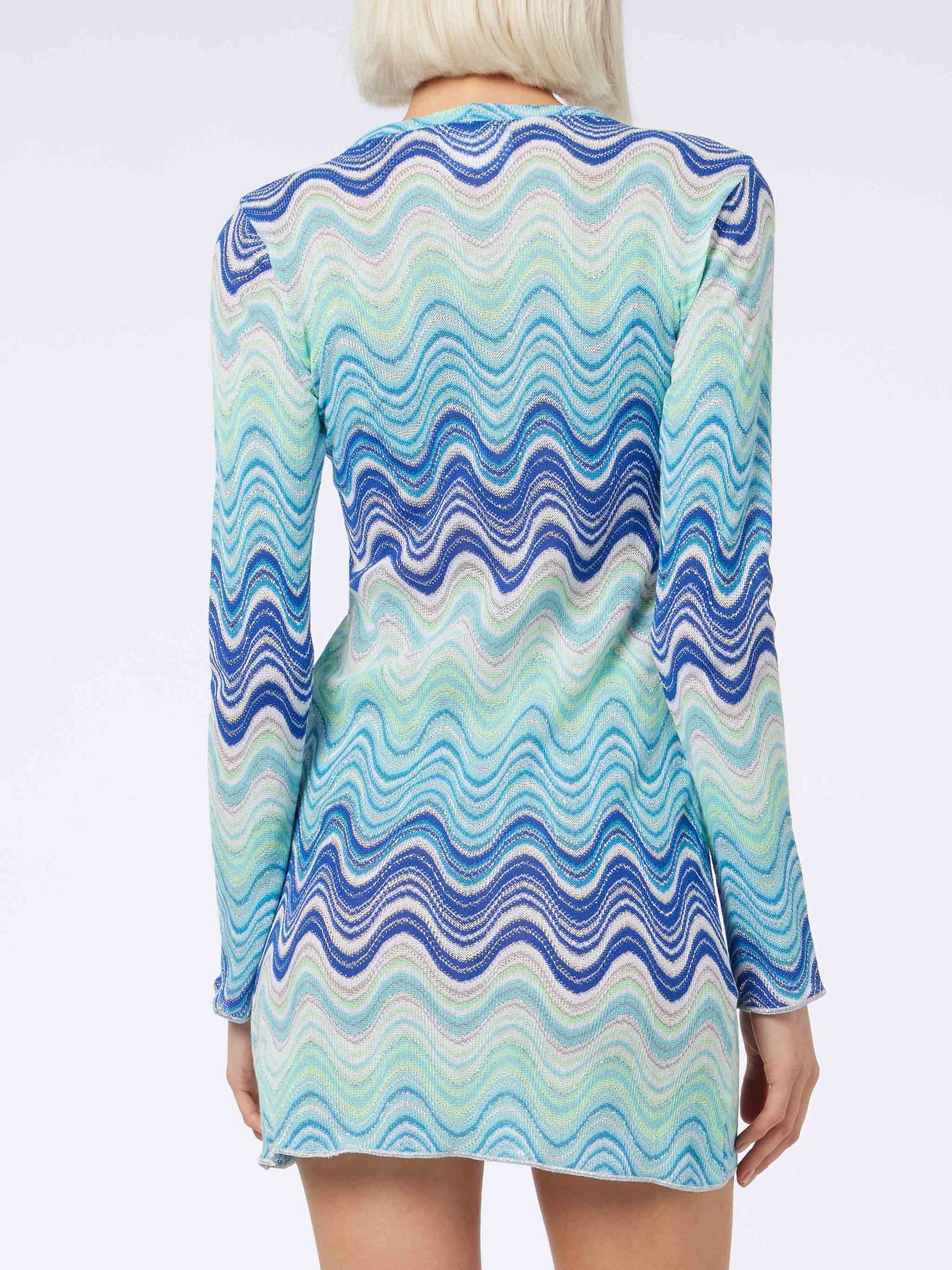 Woman raschel knit light blue short dress Imany - MC2 Saint Barth