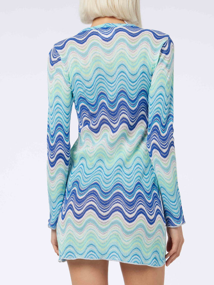 Woman raschel knit light blue short dress Imany - MC2 Saint Barth