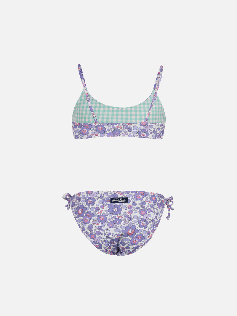 Doubleface-Bralette-Bikini Jaiden für Mädchen mit Betsy-Print | HERGESTELLT AUS LIBERTY-STOFF