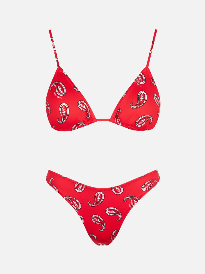 Damen-Triangel-Bikini mit Paisley-Print