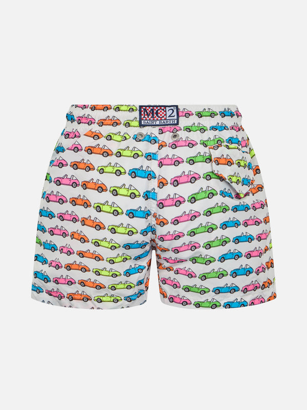 Boy lightweight fabric swim-shorts Jean Lighting with cars print