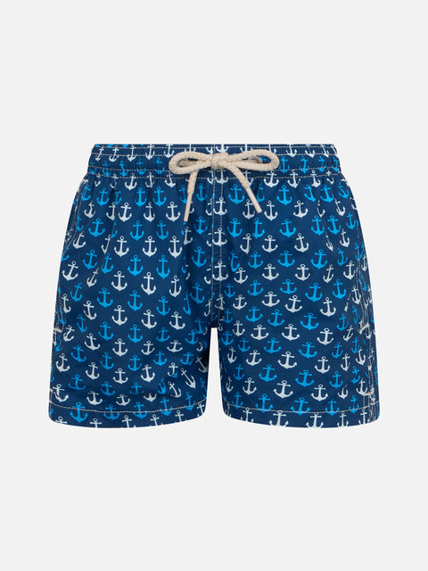 Boy lightweight fabric swim-shorts Jean Lighting with anchor print - MC2 Saint Barth
