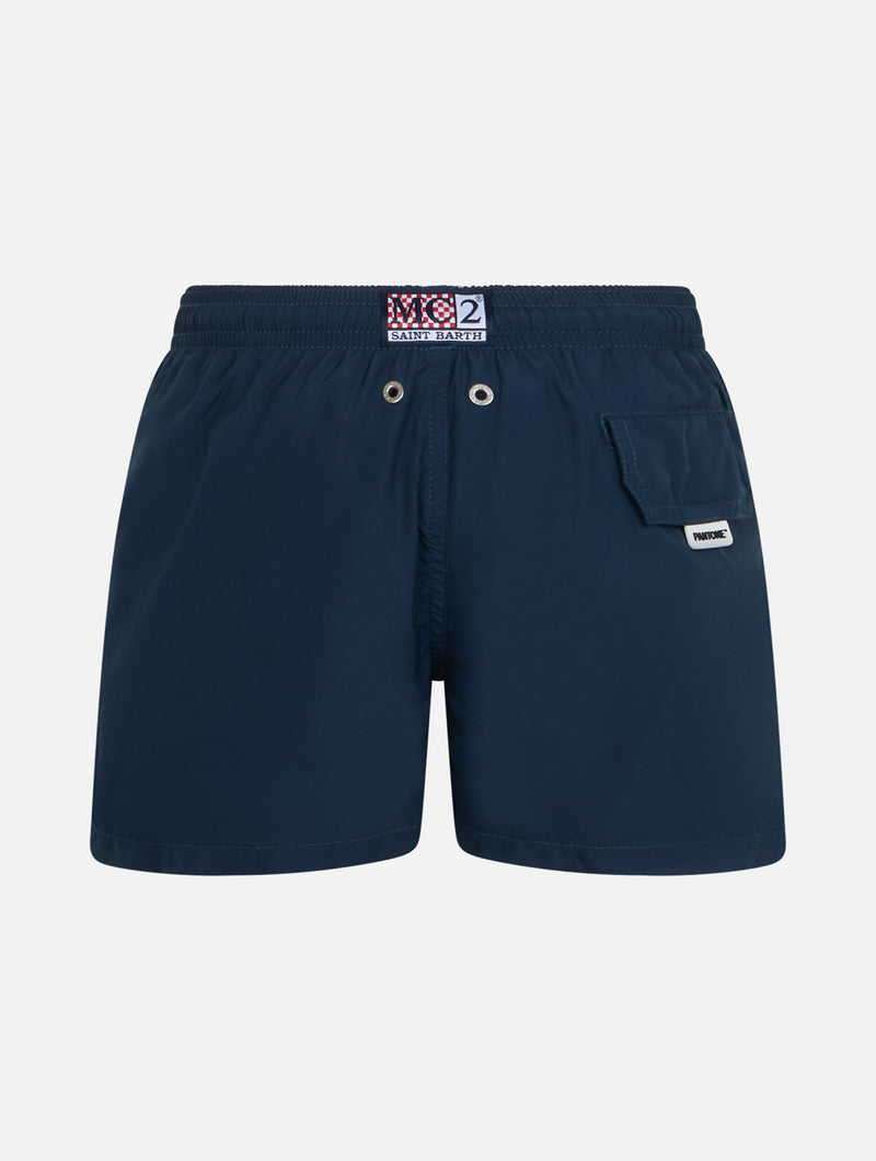 Marineblaue Badeshorts aus leichtem Stoff für Jungen von Jean Lighting Pantone | PANTONE-SONDERAUSGABE