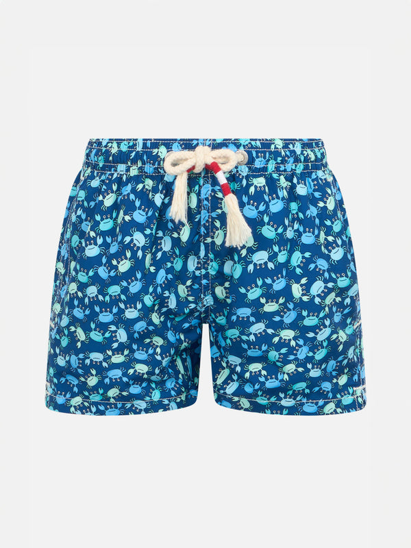 Boy lightweight fabric swim-shorts Jean Lighting 70 with crabs print