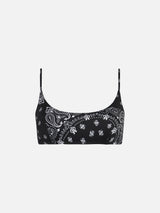 Costume da bagno donna a bralette con stampa bandana nera