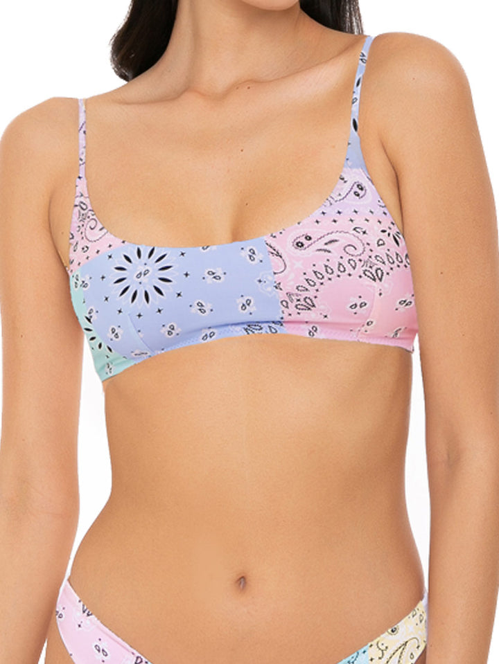 Costume bralette donna nero con fantasia bandana
