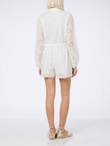 Woman white Sangallo lace cotton playsuit Julian