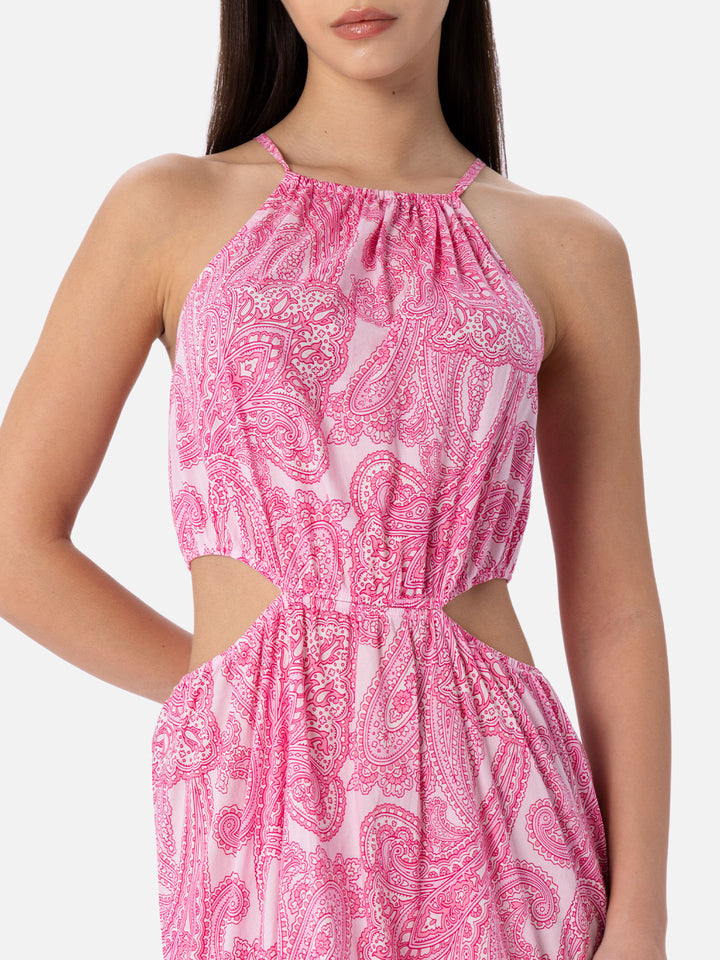 Abito lungo da donna Kaby con dettagli cut-out e stampa paisley