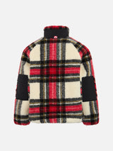 Giubbotto sherpa da bambina con stampa tartan