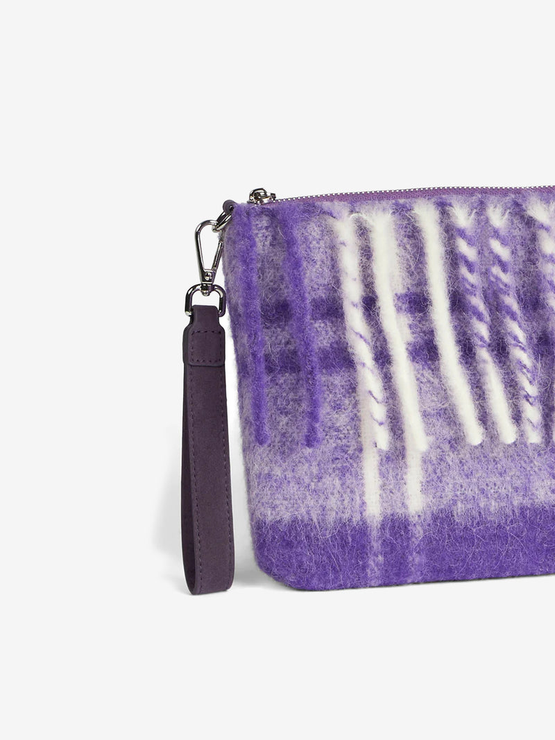 Pouch a tracolla coperta Parisienne con stampa tartan viola