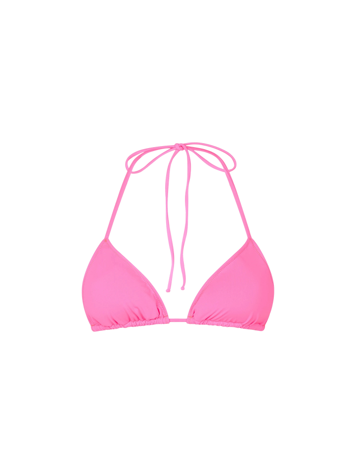 Woman fluo pink triangle top swimsuit