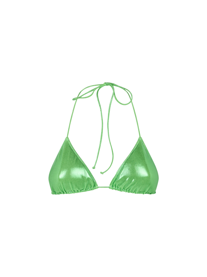 Costume da bagno donna con top a triangolo verde lamina