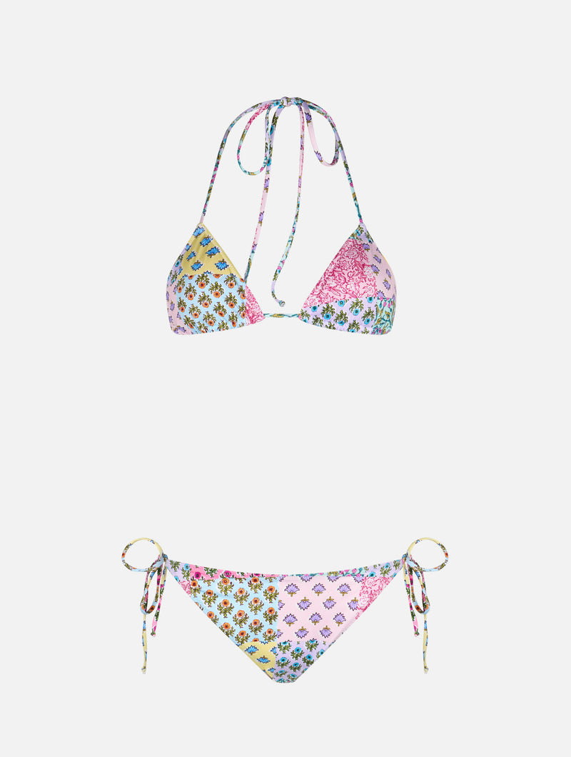 Bikini da donna a triangolo con patch floreali radicali Leah Virgo