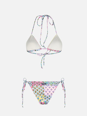 Bikini de triángulo Leah Virgo para mujer con parche floral radical 