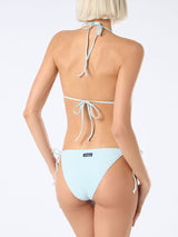 Woman seersucker striped triangle bikini Leah Virgo