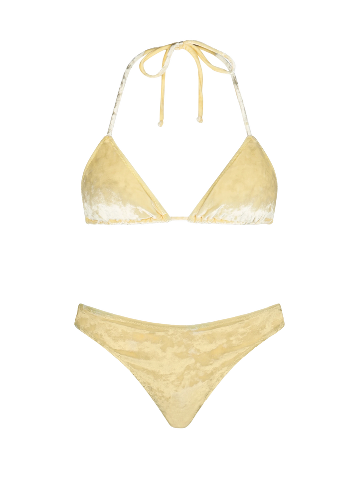 Woman yellow chenille triangle bikini Leah Naomi - MC2 Saint Barth