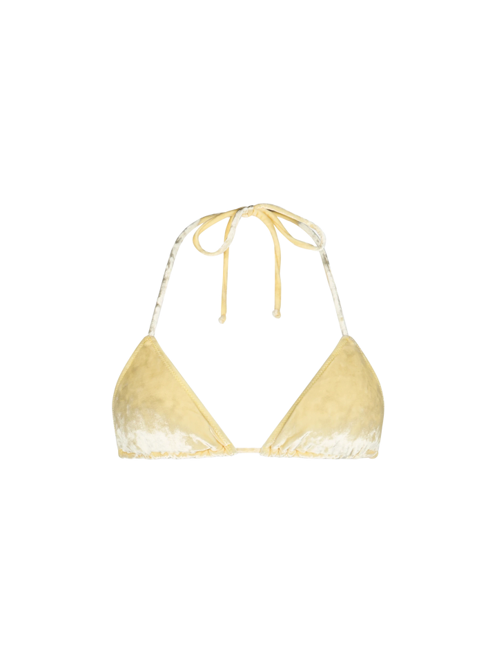 Costume da bagno da donna con top a triangolo in ciniglia giallo Leah