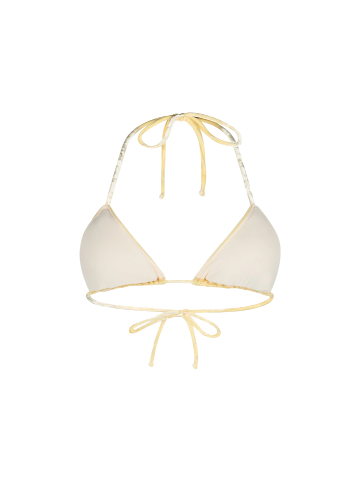 Costume da bagno da donna con top a triangolo in ciniglia giallo Leah