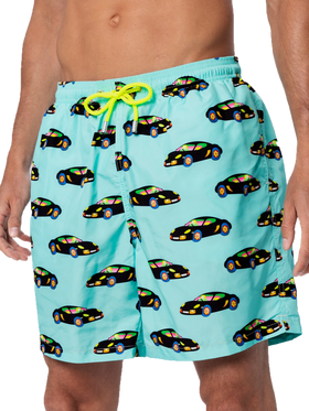Costume da bagno da uomo in tessuto leggero Illuminazione con stampa automobile Lodola |MARCO LODOLA SPECIAL EDITION