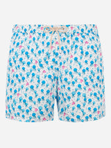 Man light fabric swim shorts with jellyfish print