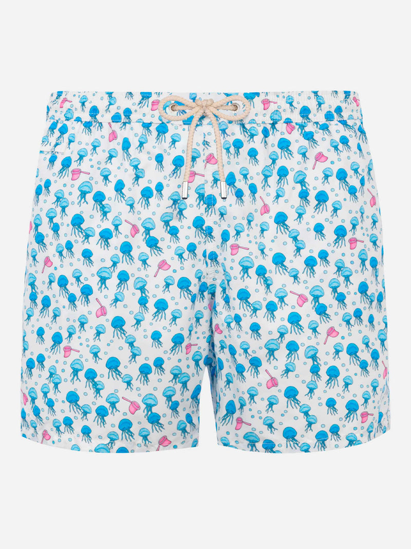 Herren-Badeshorts aus leichtem Stoff mit Quallen-Print