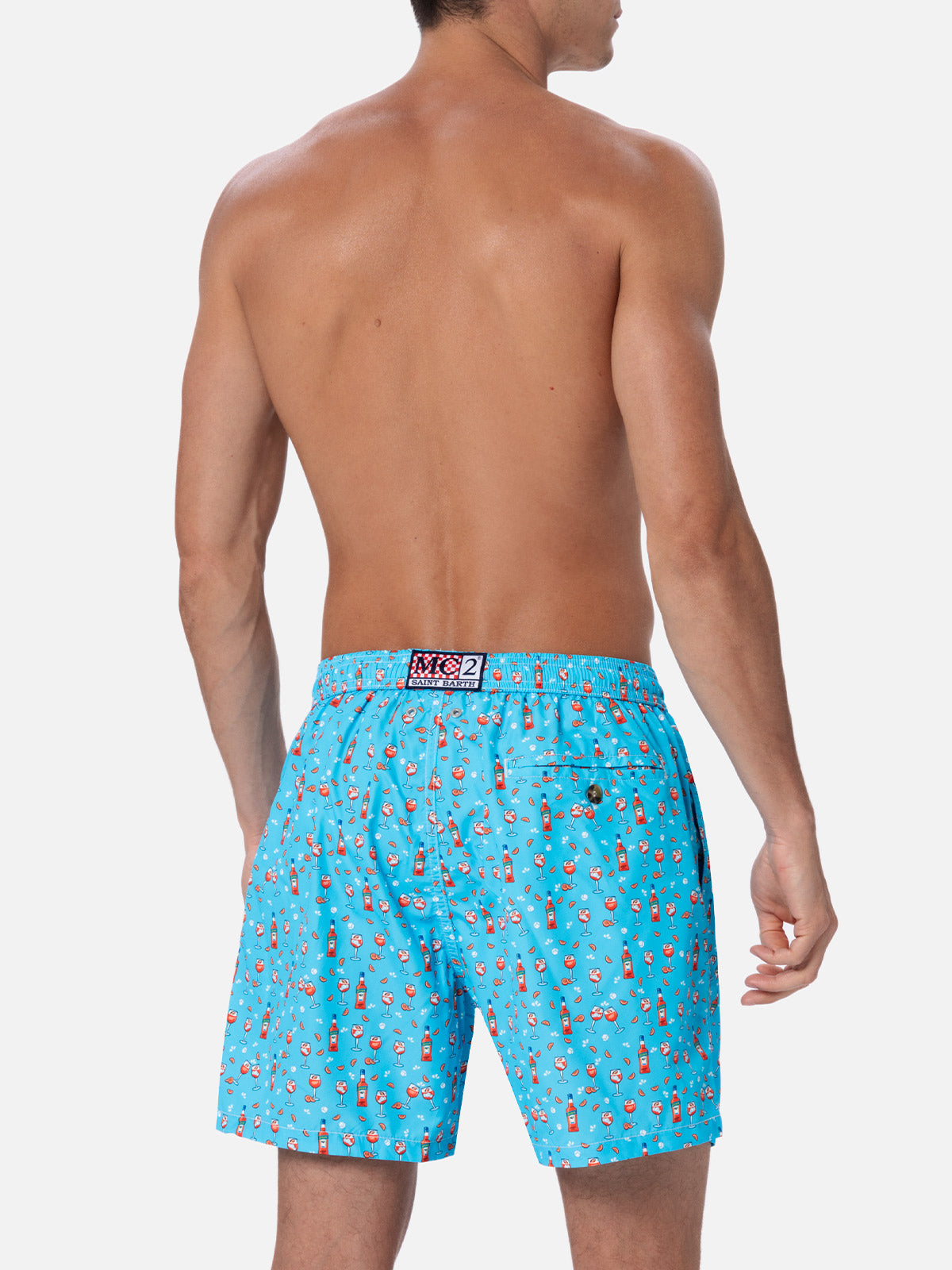 Herren-Badeshorts aus leichtem Stoff Lighting Micro Fantasy mit Aperol Spritz-Aufdruck | APEROL SONDEREDITION