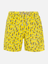 Man lightweight fabric swim-shorts Lighting Micro Fantasy with gin and monkey print