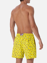 Man lightweight fabric swim-shorts Lighting Micro Fantasy with gin and monkey print