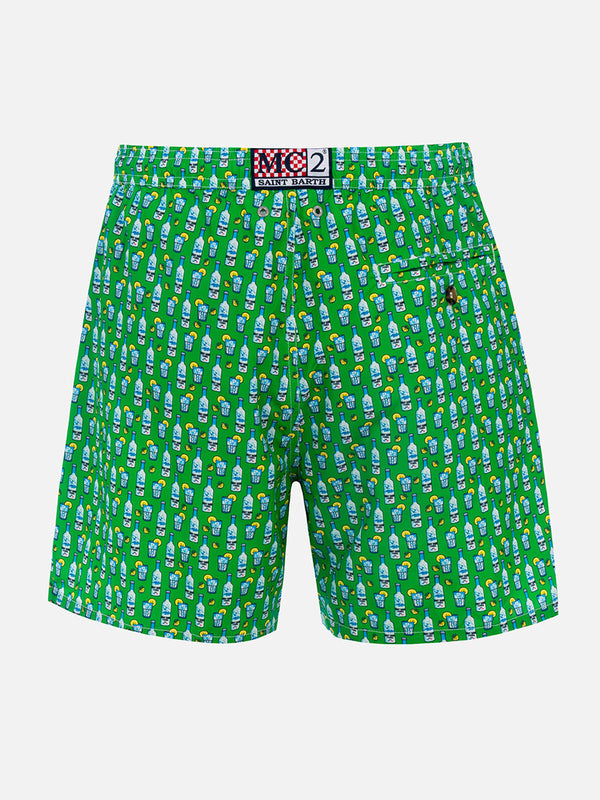 Man lightweight fabric swim-shorts Lighting Micro Fantasy with tequila print