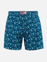 Man lightweight fabric swim-shorts Lighting Micro Fantasy with Gin Tonic Portofino Gin print | PORTOFINO DRY GIN SPECIAL EDITION